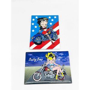 Vintage 2000 Betty Boop Fridge Magnet Lot Set of 2 Motorcycle Biker America